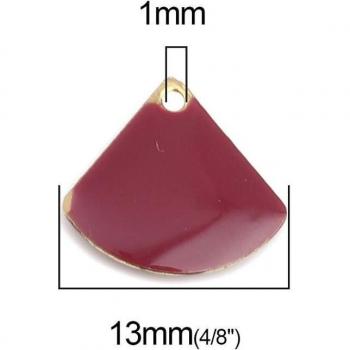 DIY Jewelry Findings Green Fan-shaped Copper Enamelled Sequins Pendant Charms 13mm x 12mm, 10 Count