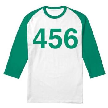 Squid Game 3/4 Length Player 456 Baseball Top – XL, White & Kelly
