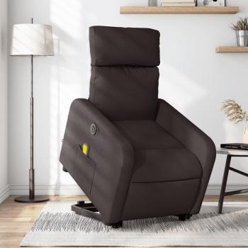 Fauteuil inclinable de massage en tissu marron foncé