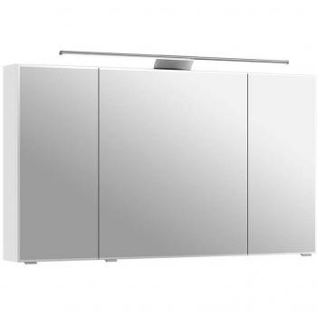 Stilvoller Spiegelschrank in Weiß, 120cm, mit LED-Aufsatzleuchte SOLINGEN-66