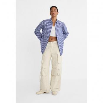 Stradivarius Twill Cargo Trousers Ecru