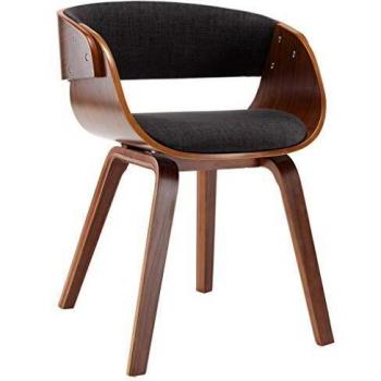Silla de comedor madera curvada y tela gris Día y Noche