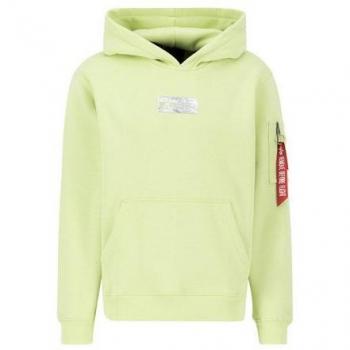 Alpha Industries 2XL Metal Plate Hoodie (Arctic Lime)