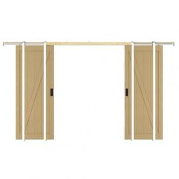 Porte coulissante double “Balerma” – Bois + MDF – Naturel clair – Hauteur 205 cm, Largeur 93 cm