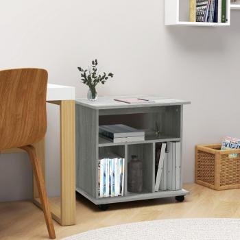 VidaXL Armoire Roulante, Organisateur avec 4 Compartiments, Meuble de Rangement Bureau Intérieur, Moderne, Sonoma Gris Bois d'Ingénierie