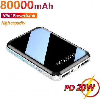 Mini 80000mAh Power Bank with 20W PD Fast Charging and Digital Display