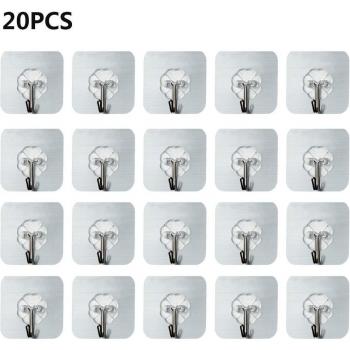 10-20 pcs Reusable Self-Adhesive Stainless Steel Wall Hooks