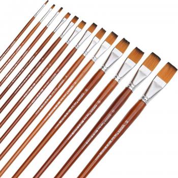 Dainayw 13-Pcs Artist Flat Brushes for Acrylic and Oil Painting