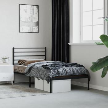 Metal Bed Frame with Headboard Black vidaXL 75x190 cm Small Single