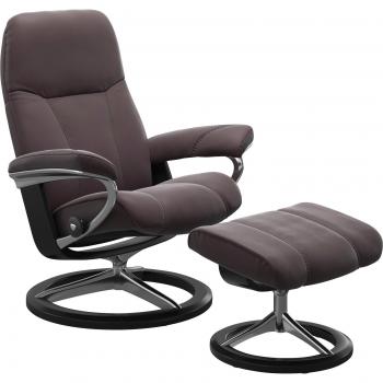 Stressless® Relaxsessel »Consul« bordeaux, mit Hocker, Größe L, Gestell Schwarz