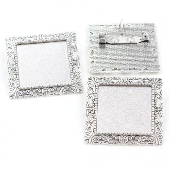 5pcs 25mm Inner Size Antique Silver Bronze Square Brooch Setting