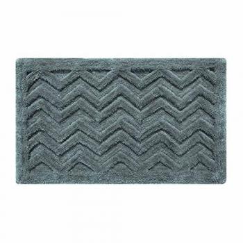 Super Absorbent Thick Chevron Pattern Grey Bath Mat with Non-Slip Backing
