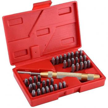 Kit de lettres et chiffres Colorans, 38 pièces en acier avec poinçon de frappe de 3 mm