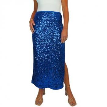 Paulo Due Royal Sparkle Maxi Skirt – Side Slit