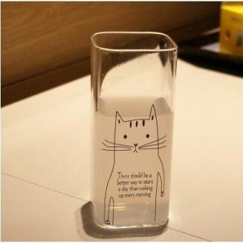 CHUANGGE Tierkaffeebecher aus Glas mit Karikatur für Kerzen DIY