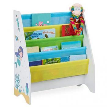 Scaffale Libreria Colorato per Bambini, 4 Scomparti Sirena, Dimensioni 71 x 62 x 29 cm