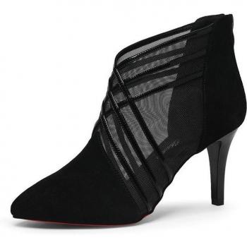 Feminine Lace Crossed Stripe High Heels for Women