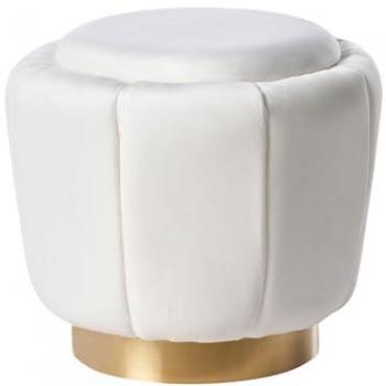 Pouf Design Velours Blanc 43 cm Irving