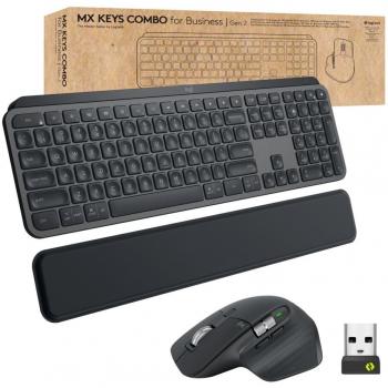 Logitech MX Keys Combo for Business Gen 2 Keyboard and Mouse Set with LED backlighting, QWERTY layout, and Graphite color