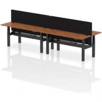 Air 1800 x 600mm Height Adjustable 4 Person Bench Desk Oak Top with Cable Port
