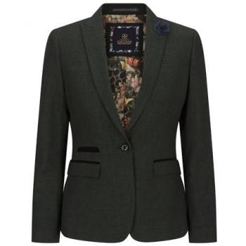 Classic Wool Tweed Blazer for Women – Infinity Leather – Green – Size 10