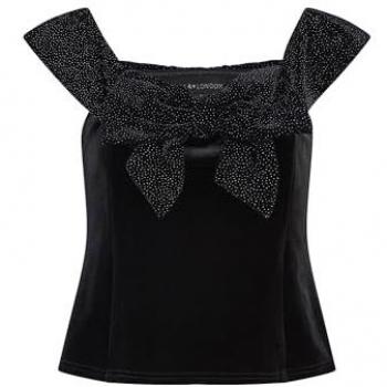 Mela Women's Velvet Sparkle Bardot Top – Size 16