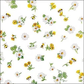 Floral Daisy and Bee Printed Paper Napkins Set of 20 Pieces