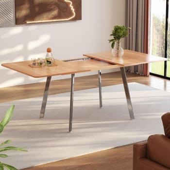 Tavolo Rettangolare Retrattile 140x180 cm – MDF, Gambe in Acciaio