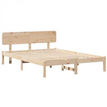 Estructura de Cama Vidaxl Pino Natural 140x200 cm – Madera Maciza