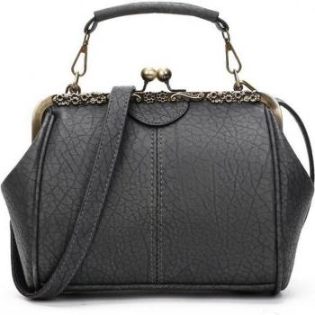 Women’s Retro Crossbody Handbag with Kiss Lock Closure