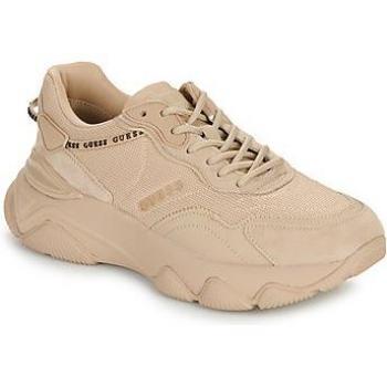 Baskets basses Guess Micola en cuir mélangé beige pour femmes