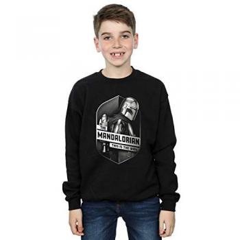 Star Wars Boys The Mandalorian This Way Mando Shield Sweatshirt Black 12-13 Years