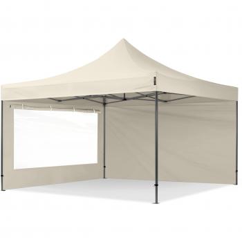 TOOLPORT 4x4m Faltpavillon, inkl. 2 Seitenwände, creme