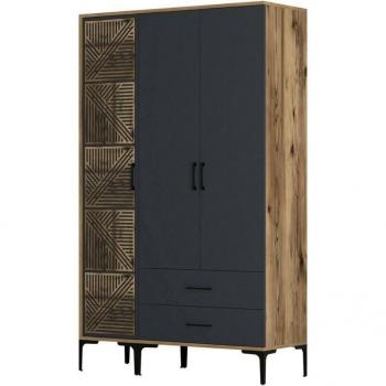 Placard à vêtements 3 portes Noyer et Anthracite
