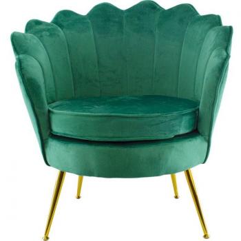 Sedia di Design VENERE Schiena Conchiglia Velluto Vintage Oro Verde