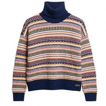 Superdry Pull Femmes Rayures Texturées Bleu Marine Taille 38