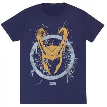 Camiseta de Manga Corta Marvel Loki Azul Splatter 2XL