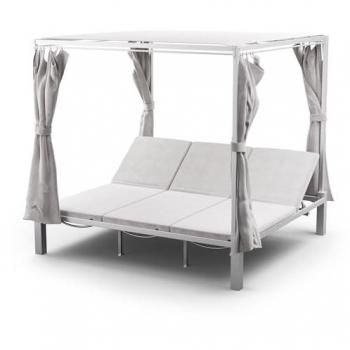 Blumfeldt Transat Jardin Exterieur Triple – 3 Places, Rideaux Solaire, Cadre en Acier Revêtu de Poudre