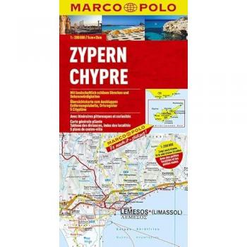 MARCO POLO Karte Zypern 1:200.000: Mit landschaftlich schönen Strecken und Sehenswürdigkeiten. Übersichtskarte zum Ausklappen, Entfernungstabelle, Ortsregister, 5 Citypläne