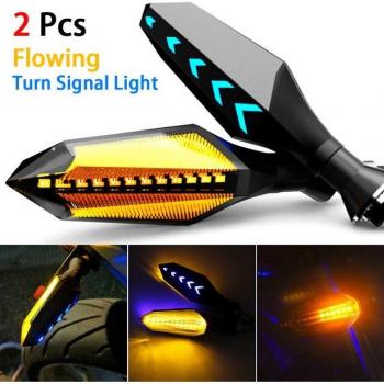Lámpara de giro ámbar secuencial para motocicleta, 12V, 12LED, set de 2