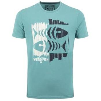Weird Fish Men’s Front Print Double Fish T‑Shirt – Light Blue 4XL