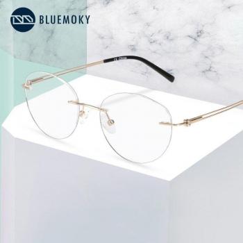 BLUEMOKY Titanium Gold Rimless Eyeglasses