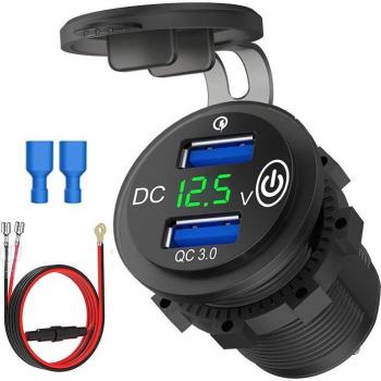 Chargeur rapide USB pour voiture avec double port QC3.0 et affichage LED