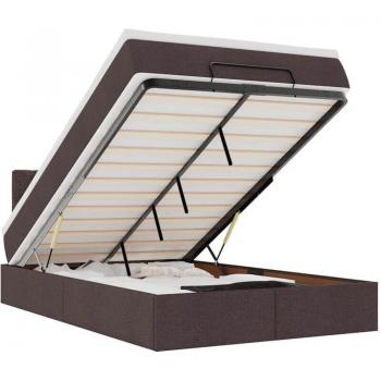 Lit avec matelas et rangement ottoman marron foncé 120x190 cm