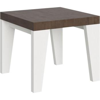 Table Extensible Nako avec Roulettes en Bois Blanc et Noyer