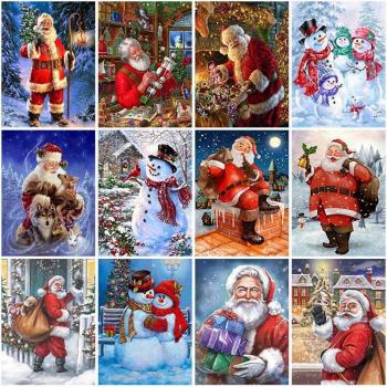 Art Diamant 5D Noël – Bonhomme de Neige, Père Noël et Mosaïque, 20x30 cm