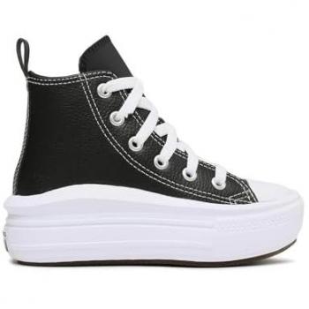 Zapatillas Niño Converse Chuck Taylor All Star Move Hi, características: modelo de caña alta, diseño casual, material de cuero, color negro con detalles en blanco, talla 31 EU