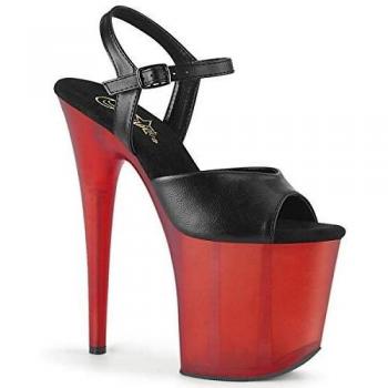 Damen-FLAMINGO-809T Plateau-Hochschuh aus Lederimitat – Schwarz/Rot, EU 40