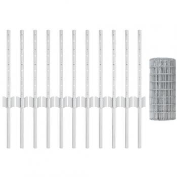 Kit clôture durable en acier galvanisé – 2 pièces 25 × 0,4 m