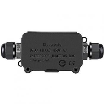 Dual Cable IP66 Junction Box by CoolWest – Black PG9 Plastic Gland